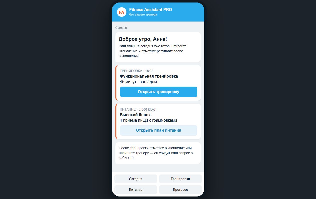 Назначения и результат в Telegram